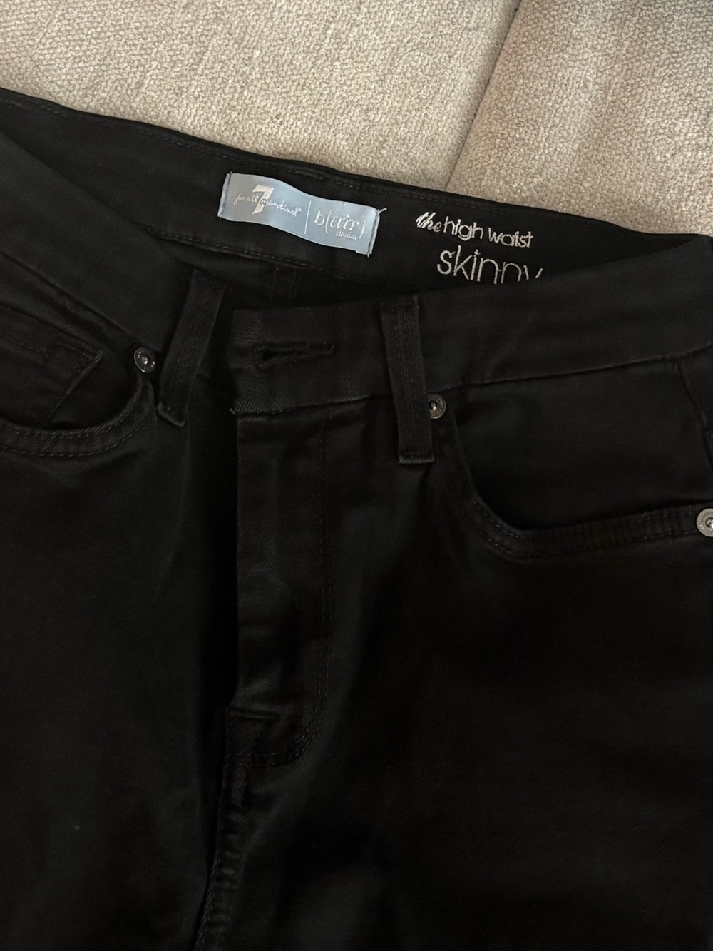 7 For All Mankind Black High-Waist Skinny Jeans
